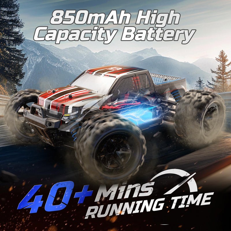 DEERC Remote Control Car High Speed RC Cars for Kids Adults 1:16 Scale 40 KM/H 4WD Off Road Monster Trucks,2.4GHz All Terrain Toy Trucks with 2 Rechargeable Battery - Image 3